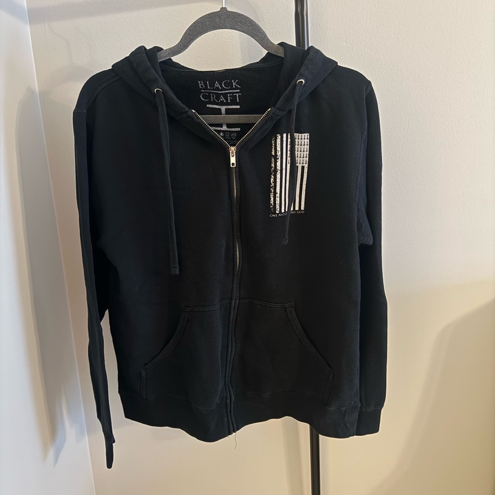 Black Craft One Nation No God Zip Up Hoodie | Size M